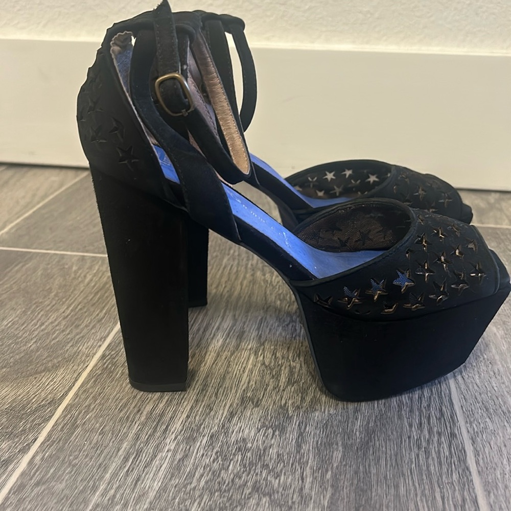 Jeffery Campbell Black Suede Star Platform 7 or 37